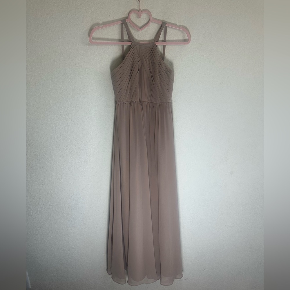 Azazie Taupe Maxi Dress